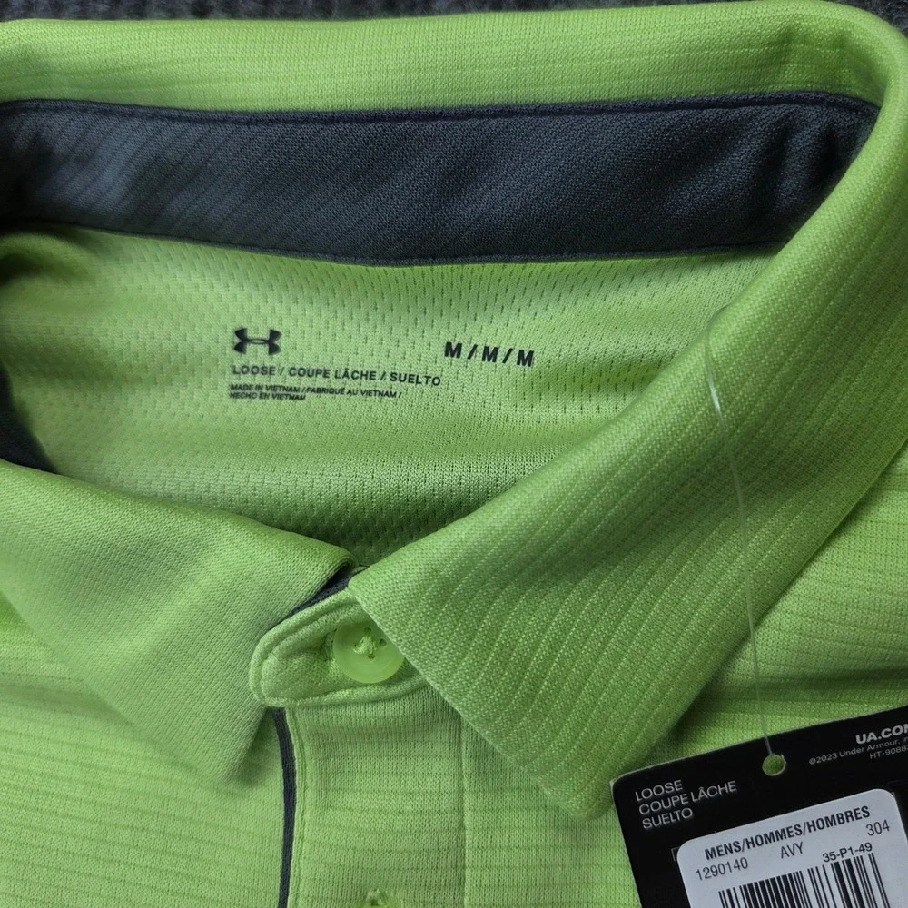 Under Armour Heat Gear Tech Polo Mens Medium Green Short Sleeve Golf 1290140
